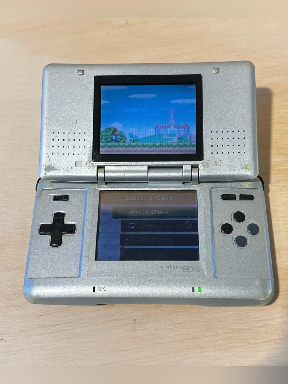 Nintendo DS Silver w/Charge 3-Games/Super Mario Bros.Tested Good Read Info Blw!
